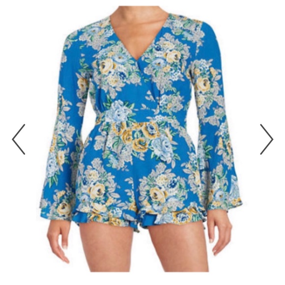 Design Lab Floral Romper Jumpsuit with Bell Sleeves - Picture 3 of 3